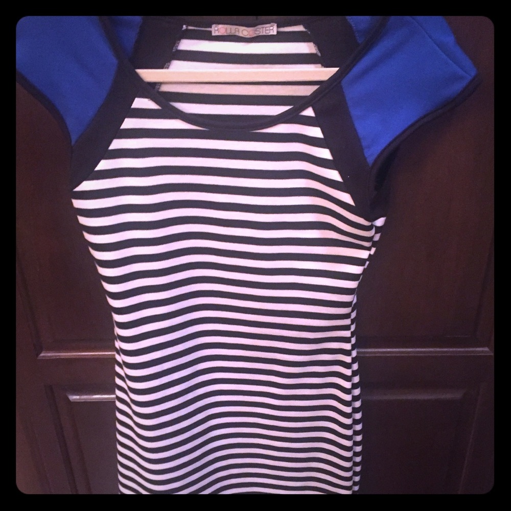 Va-Va-VAM Tight Stripe with Royal Blue Cap Sleeves